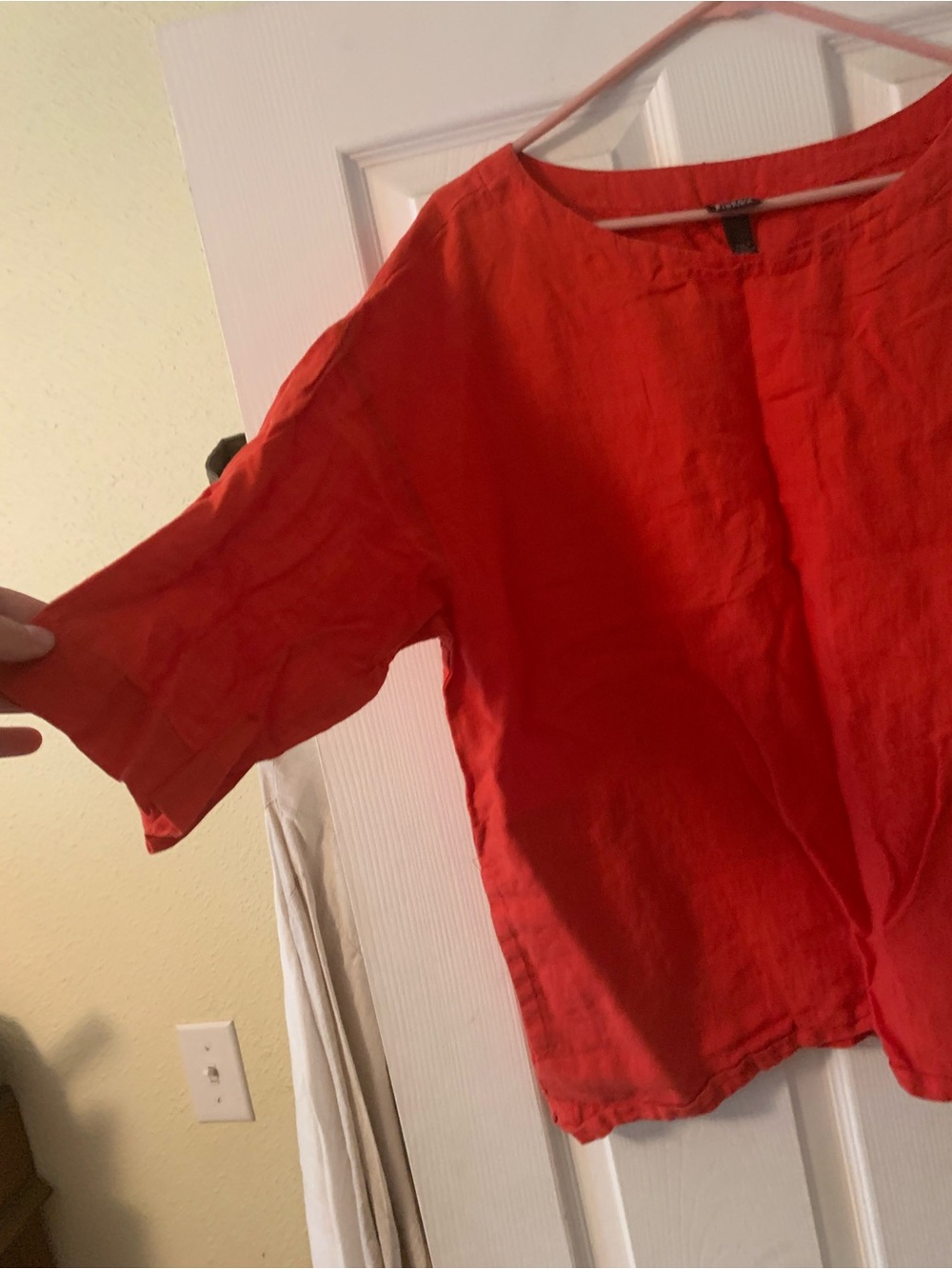 Eileen Fisher Orange-Red Linen Tunic Top M - Picture 2 of 3
